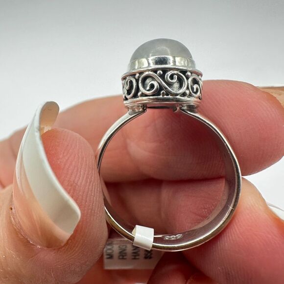 NWT 9x11mm Moonstone Cabochon in Bali Sterling silver ring! - Picture 4 of 11